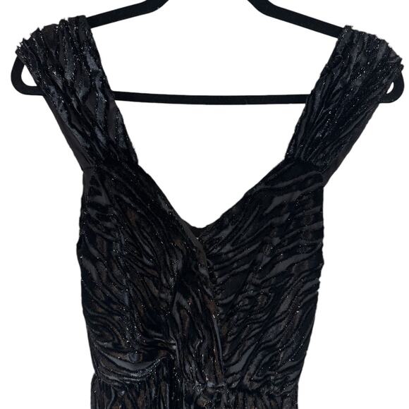 Saylor Farrah Velvet Burnout Tiger Stripe‎ Faux Wrap Midi Cocktail Dress Small - Picture 7 of 11